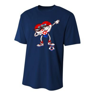 Croatia Dabbing Heart Hrvatska Soccer Team Croatia Flag Youth Performance Sprint T-Shirt