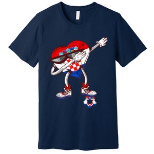 Croatia Dabbing Heart Hrvatska Soccer Team Croatia Flag Premium T-Shirt