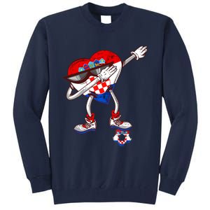 Croatia Dabbing Heart Hrvatska Soccer Team Croatia Flag Tall Sweatshirt