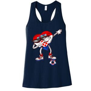 Croatia Dabbing Heart Hrvatska Soccer Team Croatia Flag Women's Racerback Tank