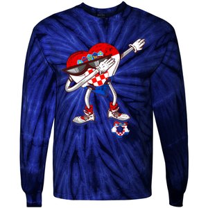 Croatia Dabbing Heart Hrvatska Soccer Team Croatia Flag Tie-Dye Long Sleeve Shirt