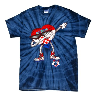 Croatia Dabbing Heart Hrvatska Soccer Team Croatia Flag Tie-Dye T-Shirt