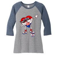 Croatia Dabbing Heart Hrvatska Soccer Team Croatia Flag Women's Tri-Blend 3/4-Sleeve Raglan Shirt