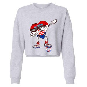 Croatia Dabbing Heart Hrvatska Soccer Team Croatia Flag Cropped Pullover Crew