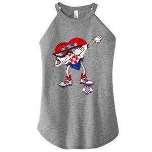 Croatia Dabbing Heart Hrvatska Soccer Team Croatia Flag Women's Perfect Tri Rocker Tank