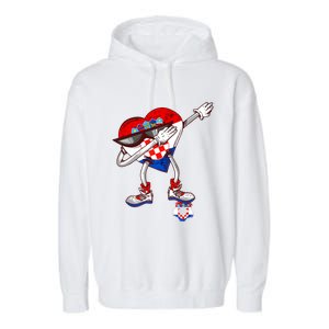 Croatia Dabbing Heart Hrvatska Soccer Team Croatia Flag Garment-Dyed Fleece Hoodie