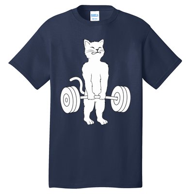 Cat Deadlift Hoodie - Powerlifting Kitty Sweater, Muscle Cat Tall T-Shirt