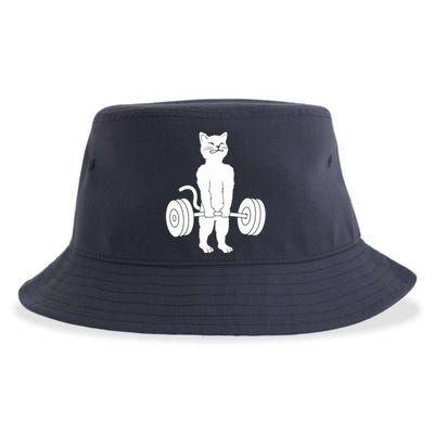 Cat Deadlift Hoodie - Powerlifting Kitty Sweater, Muscle Cat Sustainable Bucket Hat