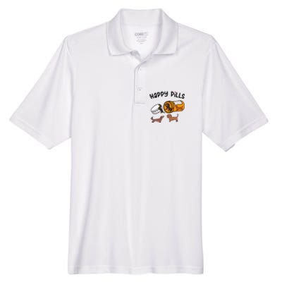 Cute Dachshund Happy Pills Funny Weiner Dog Mom Dad Lover Men's Origin Performance Piqué Polo