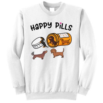 Cute Dachshund Happy Pills Funny Weiner Dog Mom Dad Lover Sweatshirt