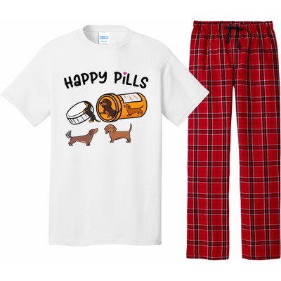 Cute Dachshund Happy Pills Funny Weiner Dog Mom Dad Lover Pajama Set