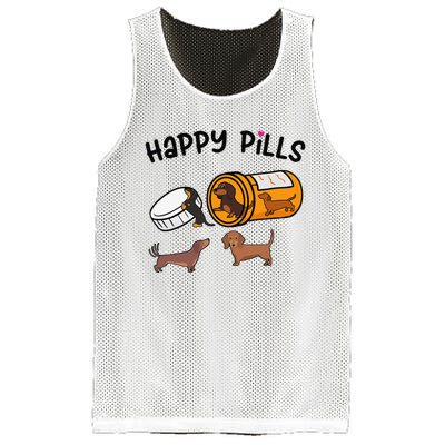 Cute Dachshund Happy Pills Funny Weiner Dog Mom Dad Lover Mesh Reversible Basketball Jersey Tank