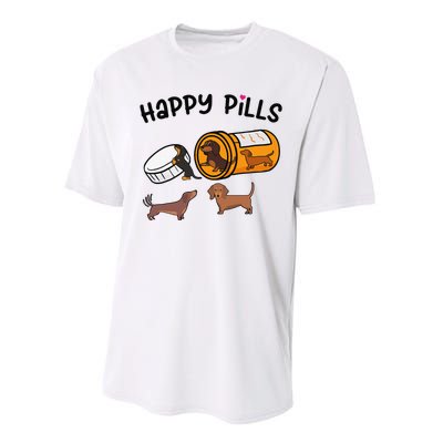 Cute Dachshund Happy Pills Funny Weiner Dog Mom Dad Lover Performance Sprint T-Shirt