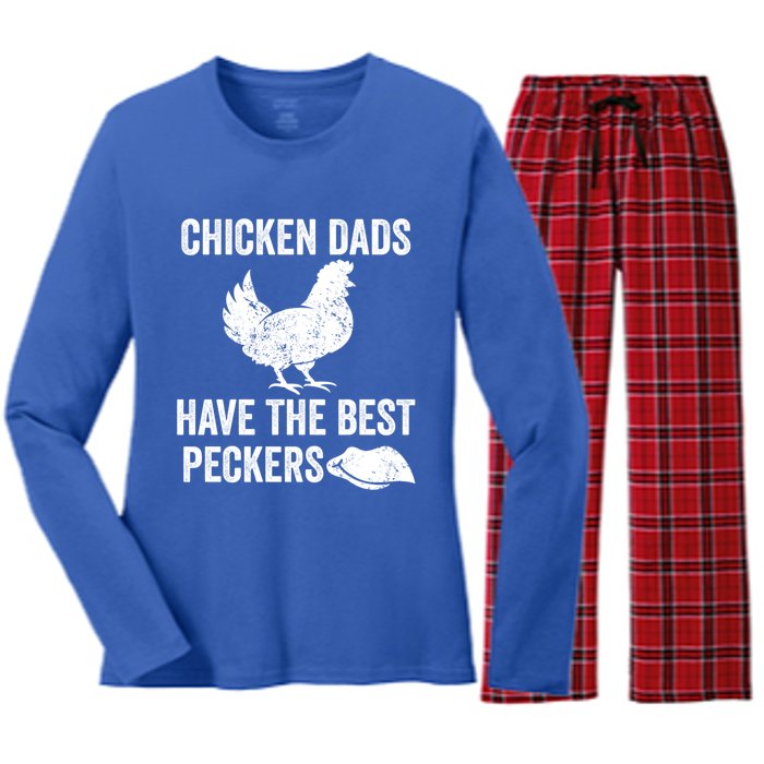 Chicken Dads Have The Best Peckers Love Chickens Father Day Cool Gift Women's Long Sleeve Flannel Pajama Set 