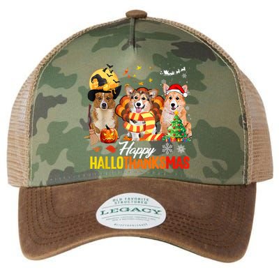 Corgi Dog Halloween Merry Christmas Happy Hallothanksmas Legacy Tie Dye Trucker Hat