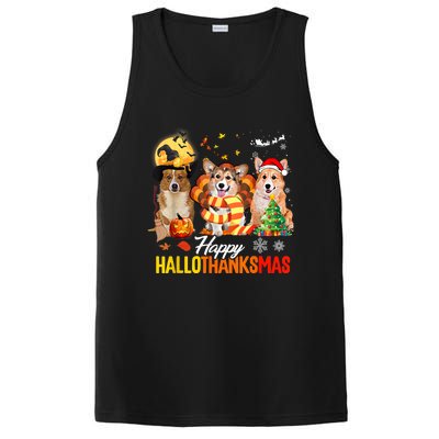 Corgi Dog Halloween Merry Christmas Happy Hallothanksmas PosiCharge Competitor Tank