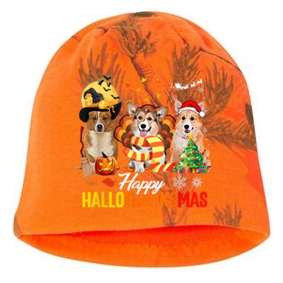 Corgi Dog Halloween Merry Christmas Happy Hallothanksmas Kati - Camo Knit Beanie