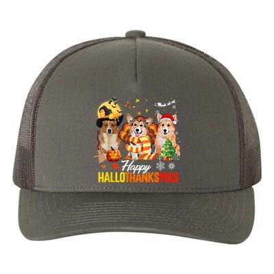 Corgi Dog Halloween Merry Christmas Happy Hallothanksmas Yupoong Adult 5-Panel Trucker Hat