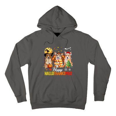 Corgi Dog Halloween Merry Christmas Happy Hallothanksmas Tall Hoodie