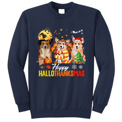 Corgi Dog Halloween Merry Christmas Happy Hallothanksmas Sweatshirt