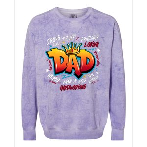 Cool Dad Hardworking Funny Fathers Day Logo Colorblast Crewneck Sweatshirt