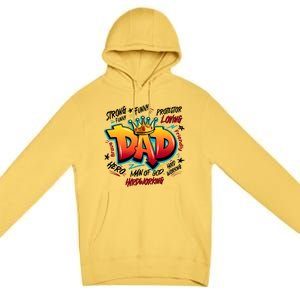 Cool Dad Hardworking Funny Fathers Day Logo Premium Pullover Hoodie