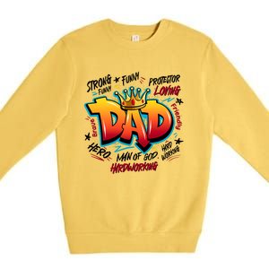 Cool Dad Hardworking Funny Fathers Day Logo Premium Crewneck Sweatshirt