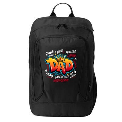 Cool Dad Hardworking Funny Fathers Day Logo City Backpack
