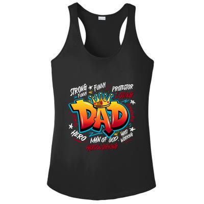 Cool Dad Hardworking Funny Fathers Day Logo Ladies PosiCharge Competitor Racerback Tank