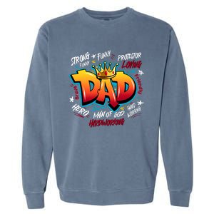 Cool Dad Hardworking Funny Fathers Day Logo Garment-Dyed Sweatshirt