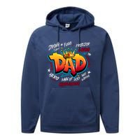 Cool Dad Hardworking Funny Fathers Day Logo Performance Fleece Hoodie