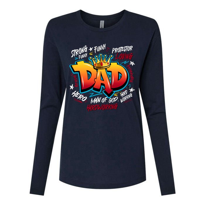 Cool Dad Hardworking Funny Fathers Day Logo Womens Cotton Relaxed Long Sleeve T-Shirt