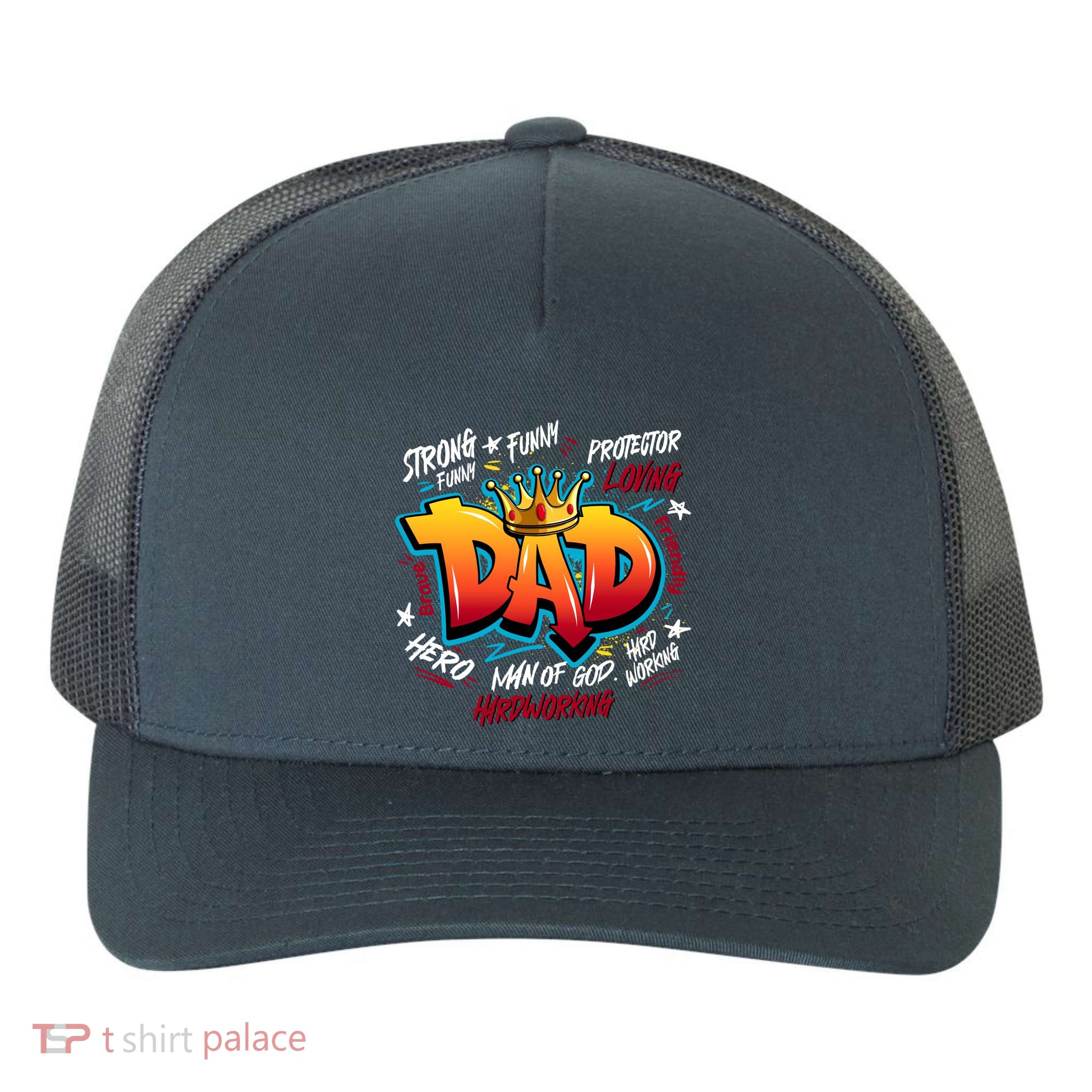 Cool Dad Hardworking Funny Fathers Day Logo Yupoong Adult 5-Panel Trucker Hat
