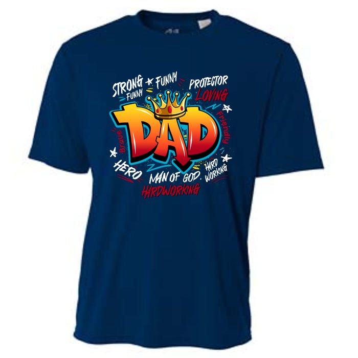 Cool Dad Hardworking Funny Fathers Day Logo Cooling Performance Crew T-Shirt