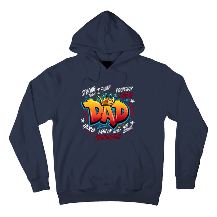 Cool Dad Hardworking Funny Fathers Day Logo Hoodie