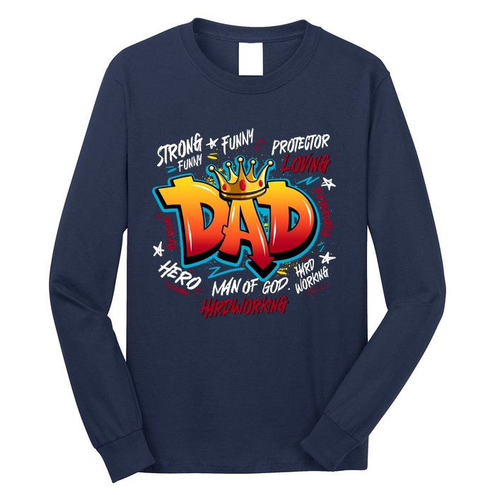 Cool Dad Hardworking Funny Fathers Day Logo Long Sleeve Shirt