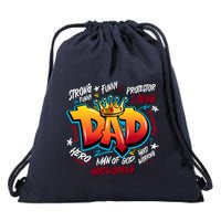 Cool Dad Hardworking Funny Fathers Day Logo Drawstring Bag