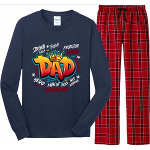 Cool Dad Hardworking Funny Fathers Day Logo Long Sleeve Pajama Set