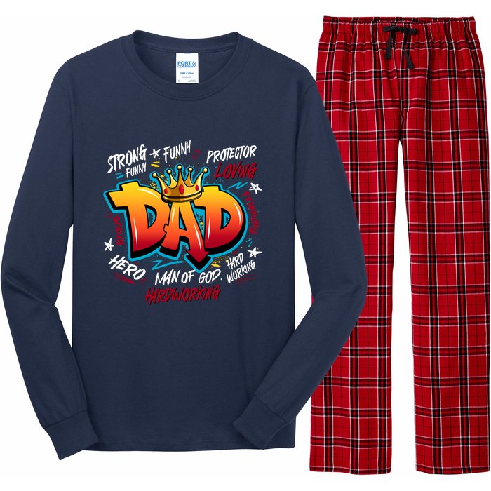 Cool Dad Hardworking Funny Fathers Day Logo Long Sleeve Pajama Set