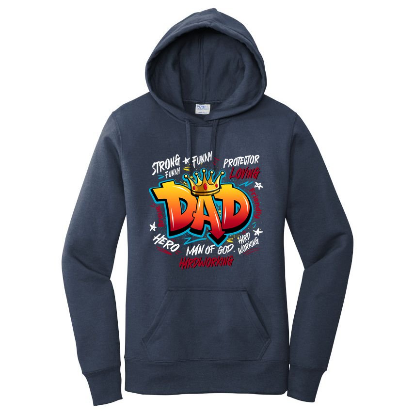 Cool Dad Hardworking Funny Fathers Day Logo Women's Pullover Hoodie