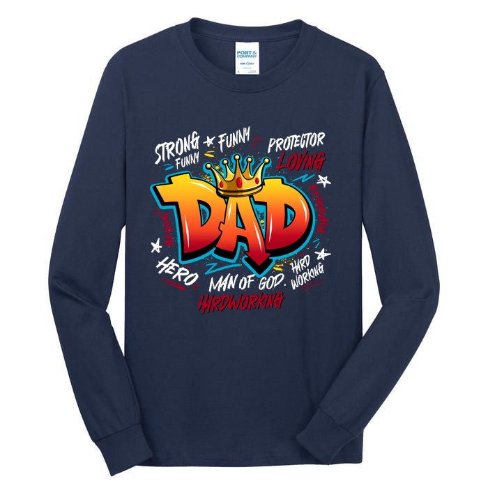 Cool Dad Hardworking Funny Fathers Day Logo Tall Long Sleeve T-Shirt