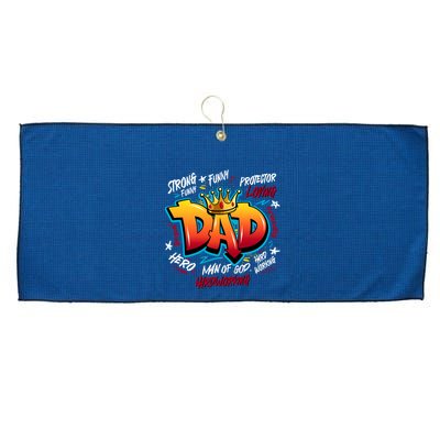 Cool Dad Hardworking Funny Fathers Day Logo Large Microfiber Waffle Golf Towel