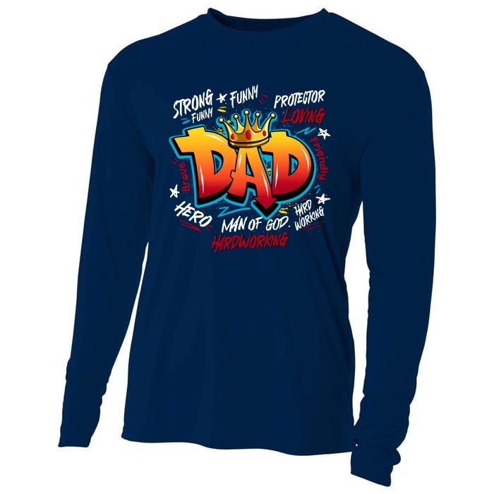 Cool Dad Hardworking Funny Fathers Day Logo Cooling Performance Long Sleeve Crew