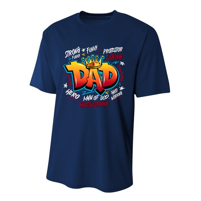 Cool Dad Hardworking Funny Fathers Day Logo Performance Sprint T-Shirt