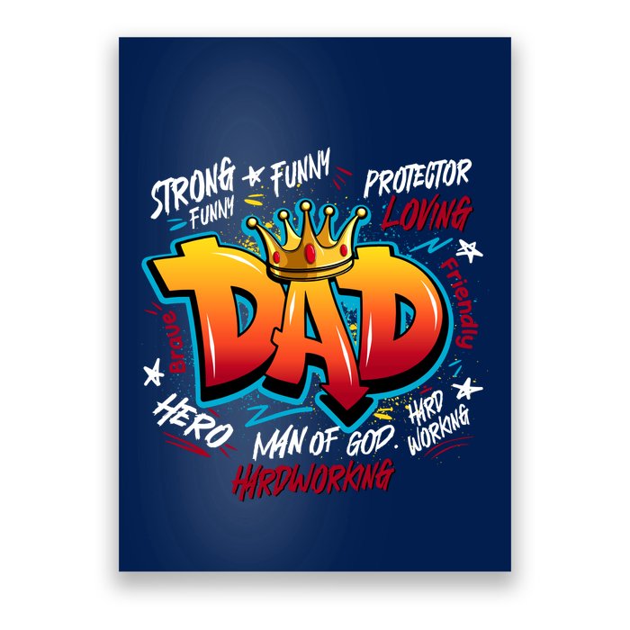 Cool Dad Hardworking Funny Fathers Day Logo Poster