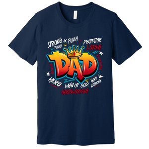 Cool Dad Hardworking Funny Fathers Day Logo Premium T-Shirt