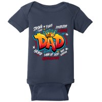 Cool Dad Hardworking Funny Fathers Day Logo Baby Bodysuit