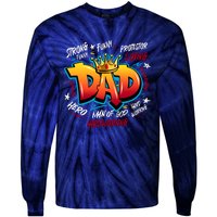 Cool Dad Hardworking Funny Fathers Day Logo Tie-Dye Long Sleeve Shirt