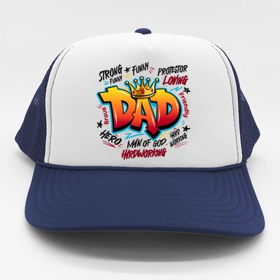 Cool Dad Hardworking Funny Fathers Day Logo Trucker Hat