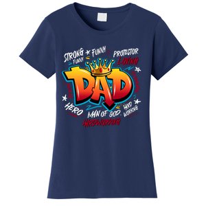 Cool Dad Hardworking Funny Fathers Day Logo Women's T-Shirt